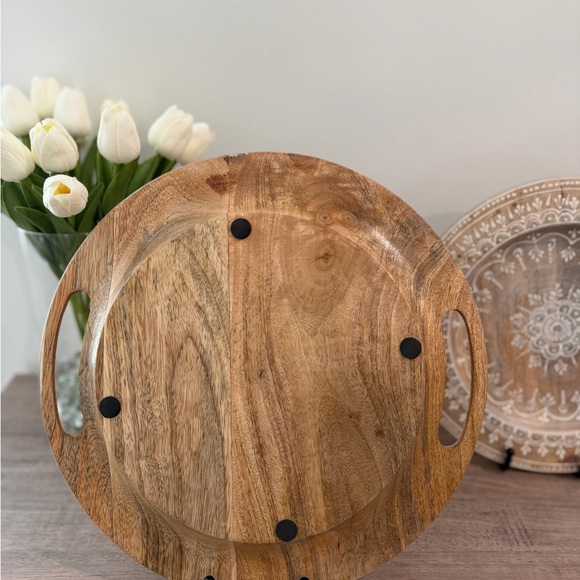 Unique, Hand-crafted, Decorative Wooden Tray Set with Beautiful Intricate Design - Picture 6 of 7